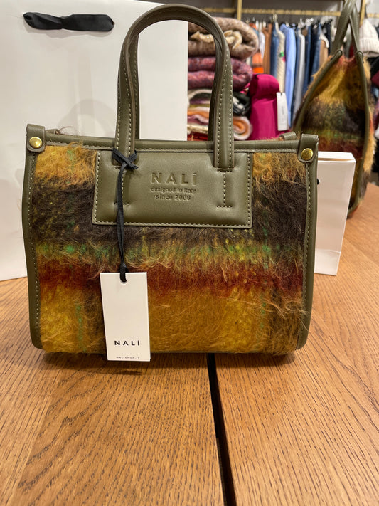 NALI Borsa aries small in lana ocra/verde